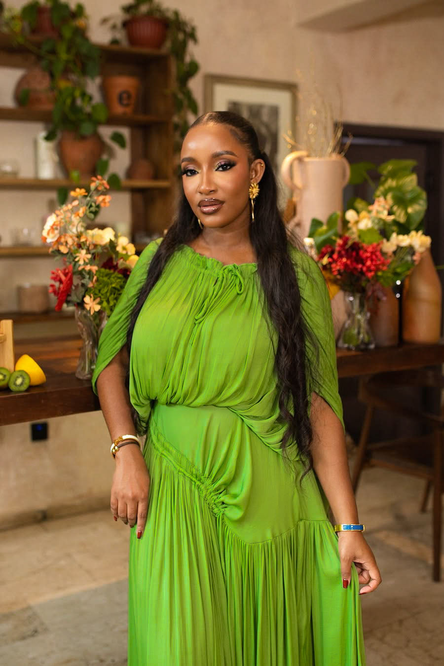 Vestito lungo fluente con stampa divertente di aragosta