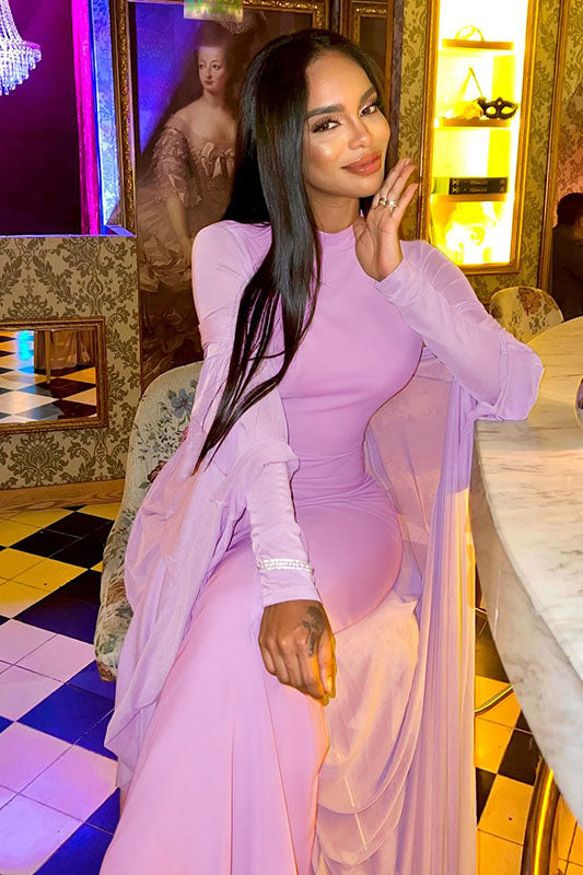 Conjunto de Vestido Maxi de Duas Peças com Capa Transparente