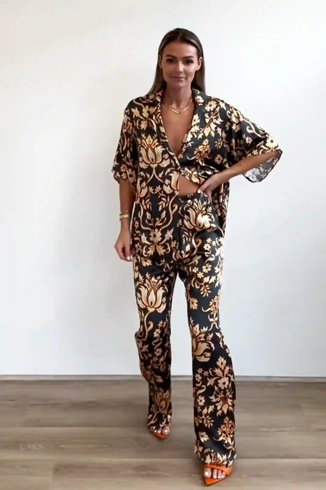 Öko-frëndlech Fiber gedréckt Pyjama Set