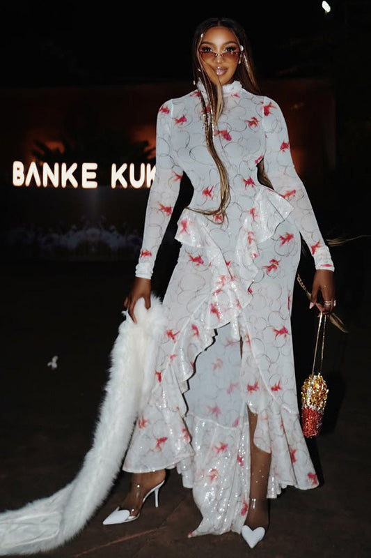 Rochie maxi transparentă cu drapaj regina gotică