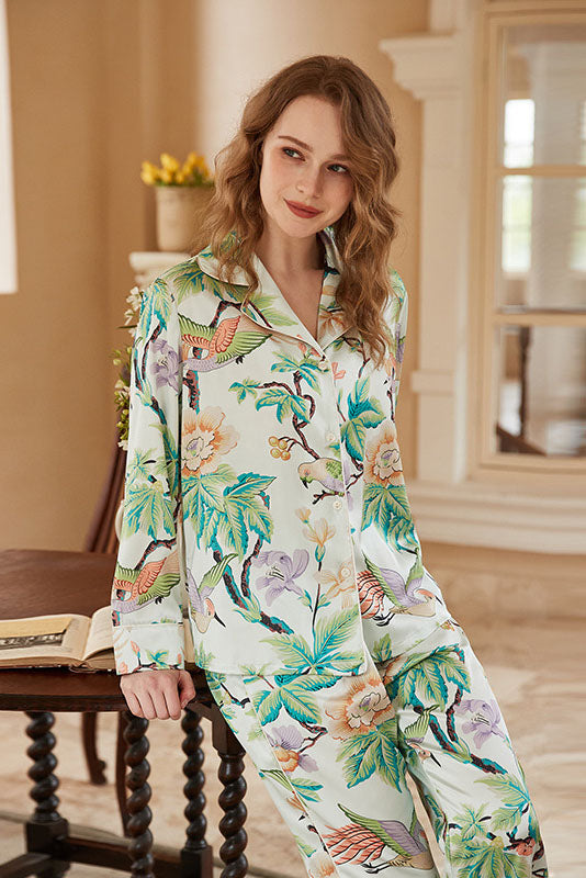 Peony Print Long-Sleeve Loungewear Set