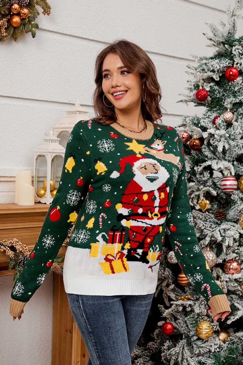 Maglione girocollo in maglia di Babbo Natale