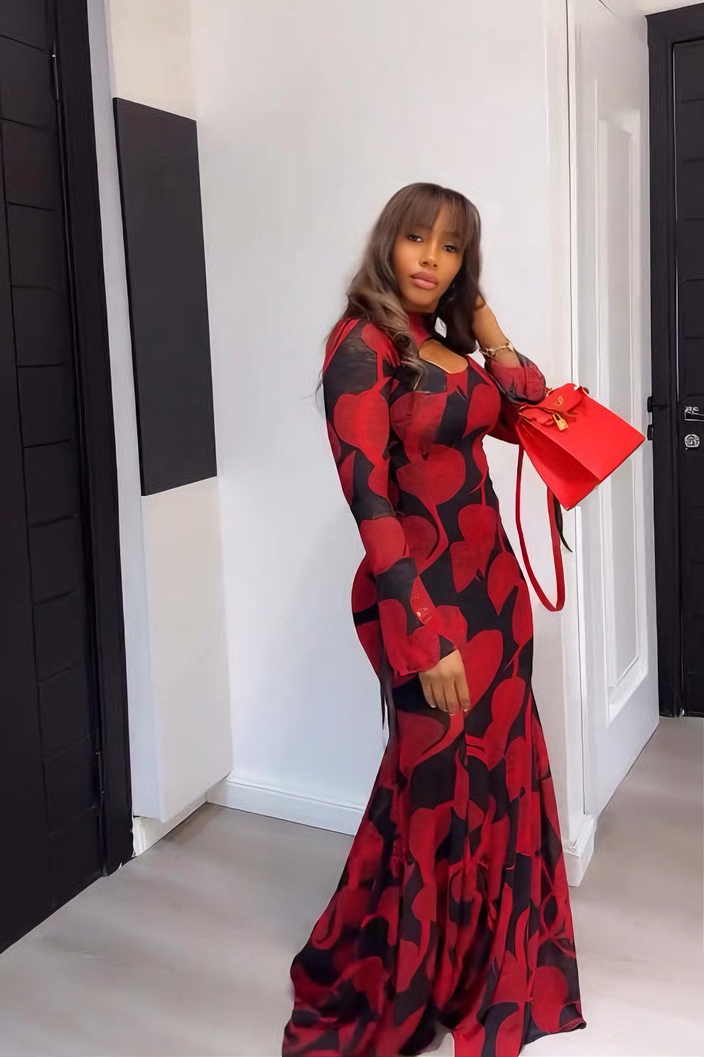 Vibrant Ankara Tie-Neck Fishtail Maxi Dress