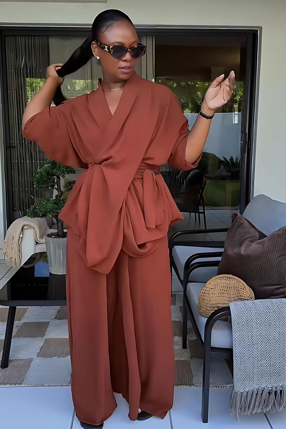 무지개 그림 해 달 그물 맥시 드레스