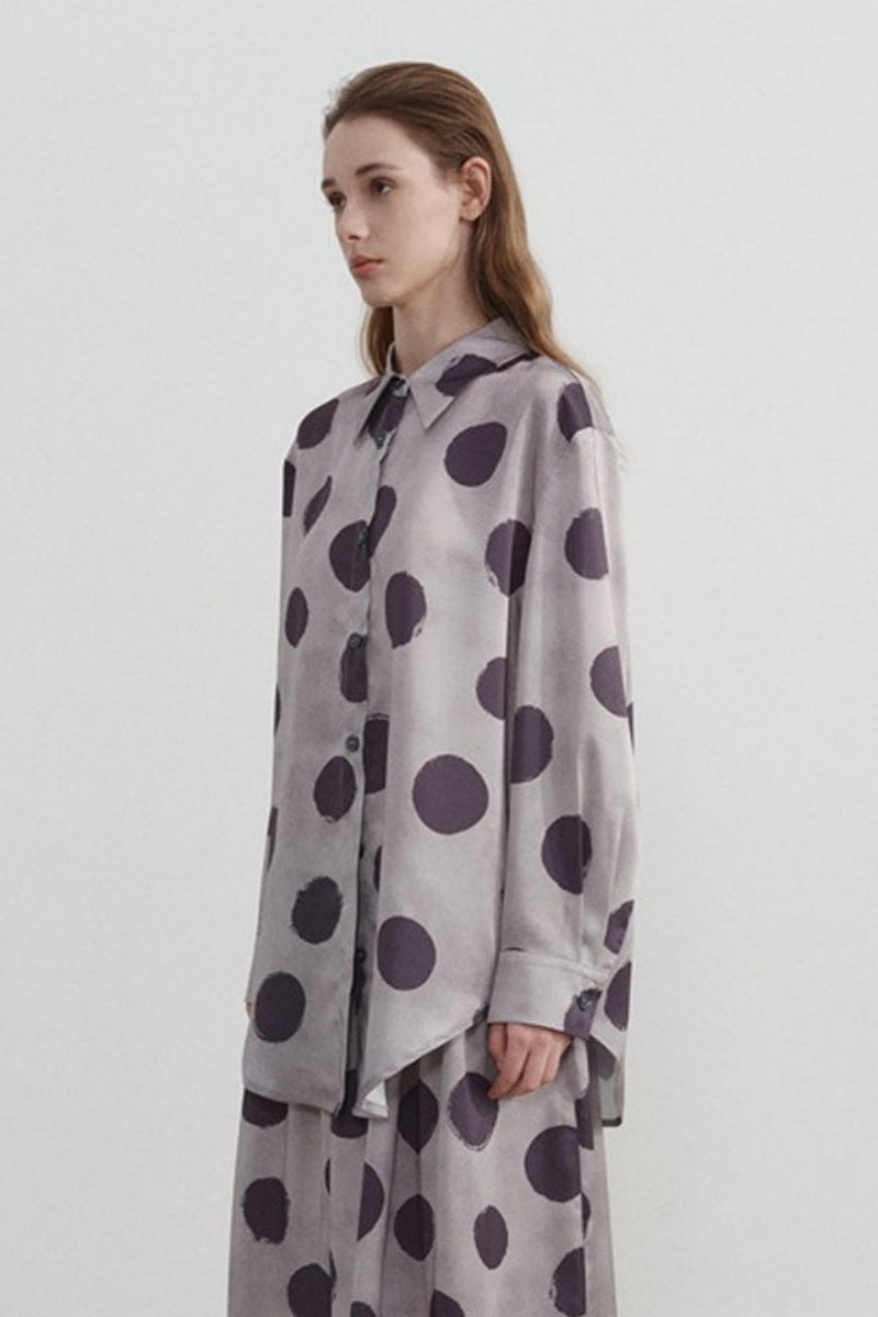 Polka Dot Print Langermet skjorte