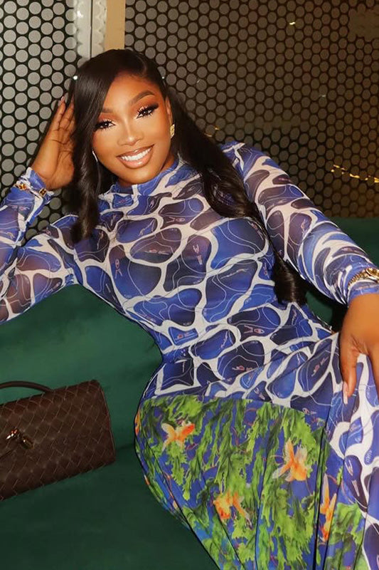 Abito lungo maxi trasparente con drappeggio Regina Gotica