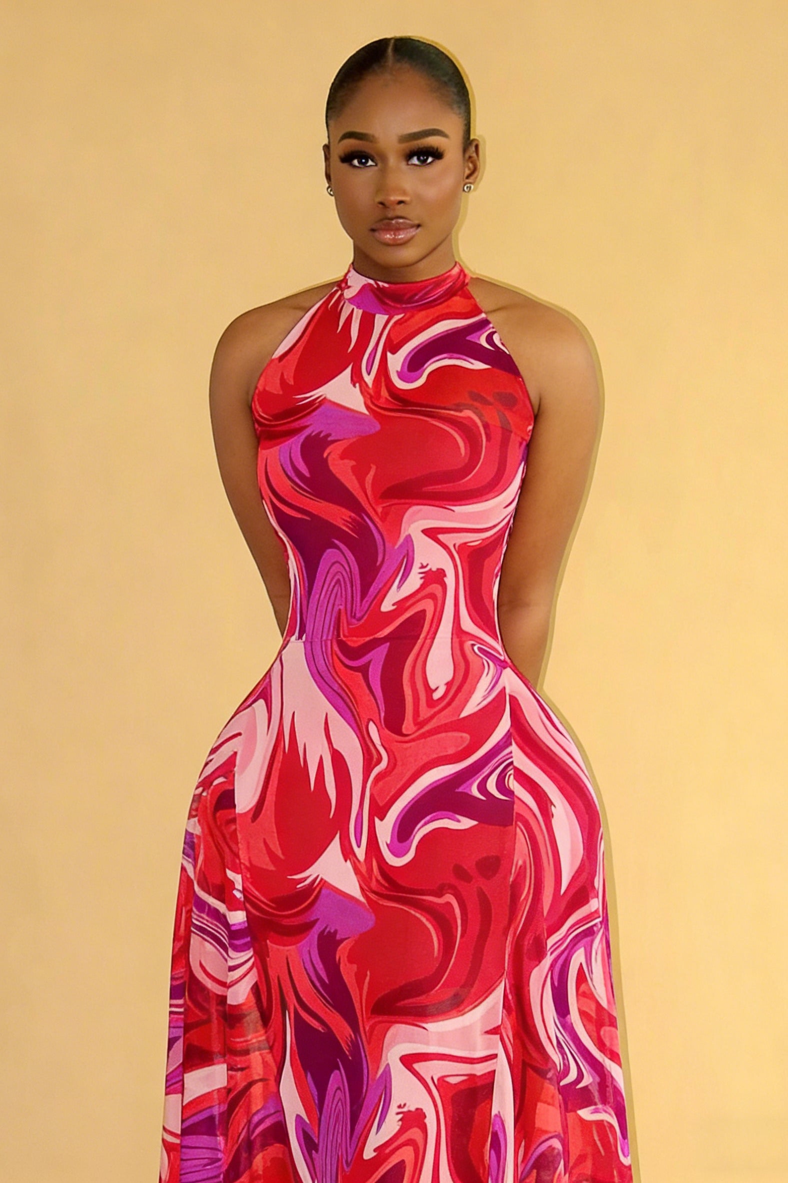 Vibrant Tie-Dye Back-Tie Maxi Dress