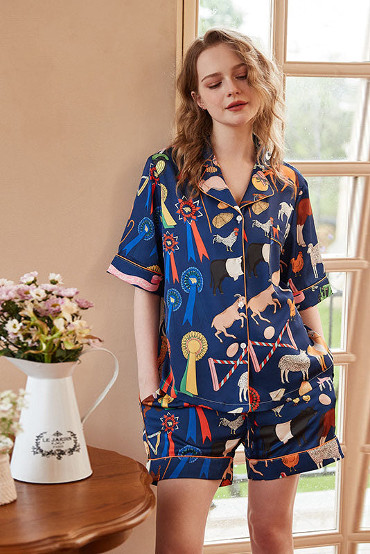 Elefant och möbeltryck kortärmad Loungewear Set