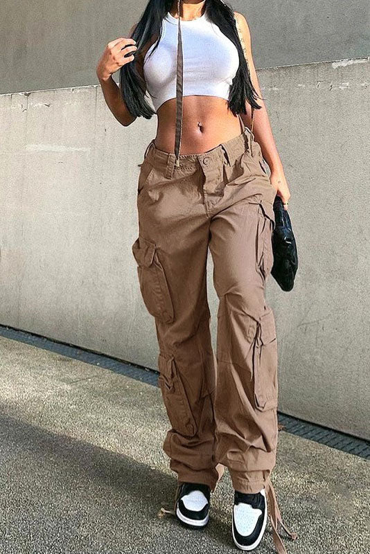 High-Waisted Denim Cargo