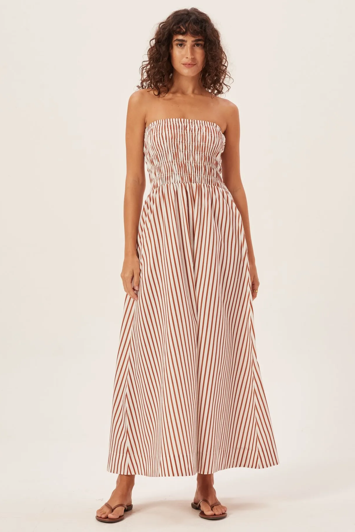 Rochie maxi Maud Smocked Stripe Tube