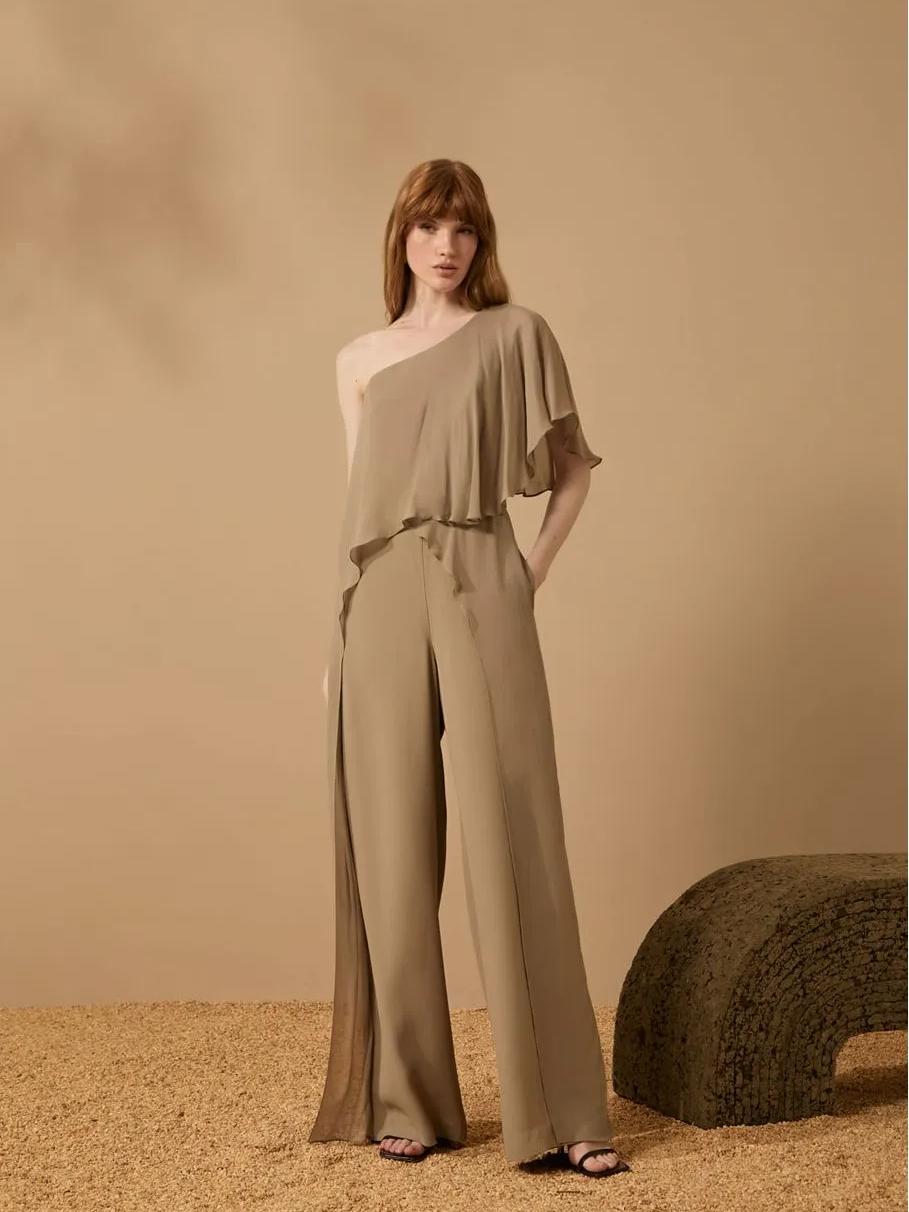 Minimalist One - Shoulder Wide - Leg Jumpsuit