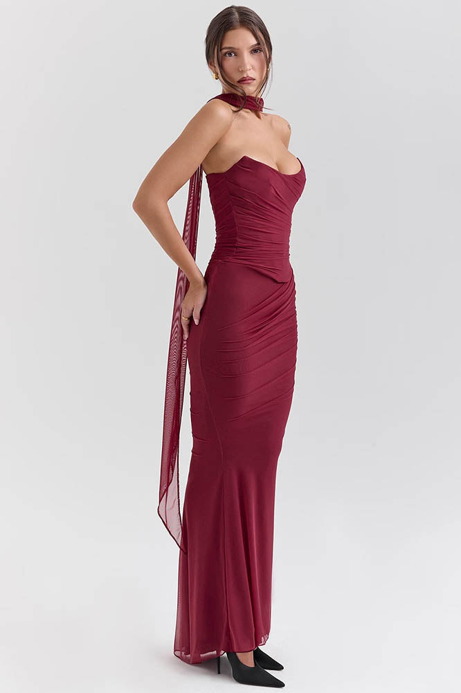Flowy Tie Strapless Slimming Skirt Set