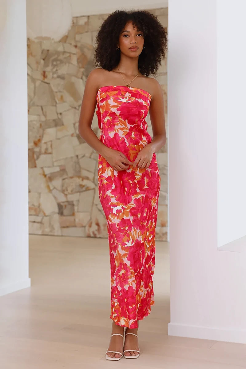 Miya Maxi Dress - Rosa/Rosso Floreale