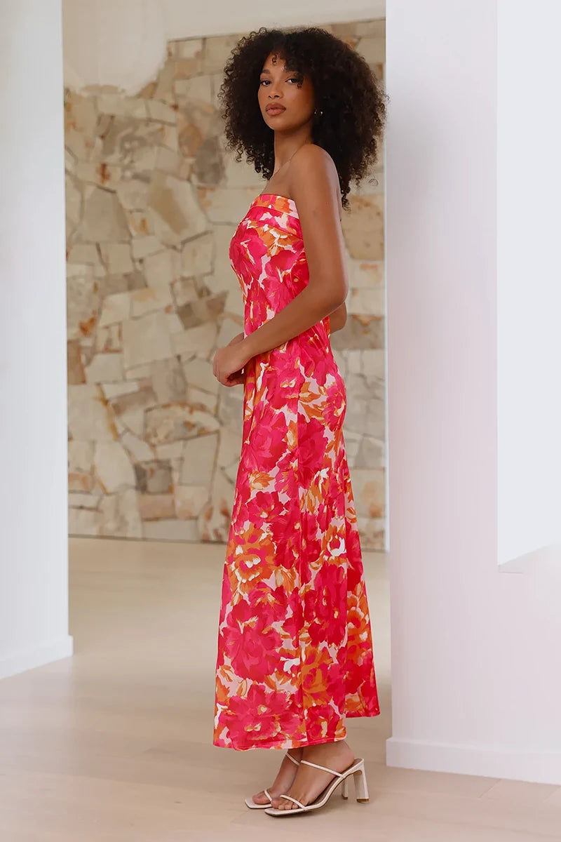 Rochie Maxi Miya - Roz/Roșu Floral