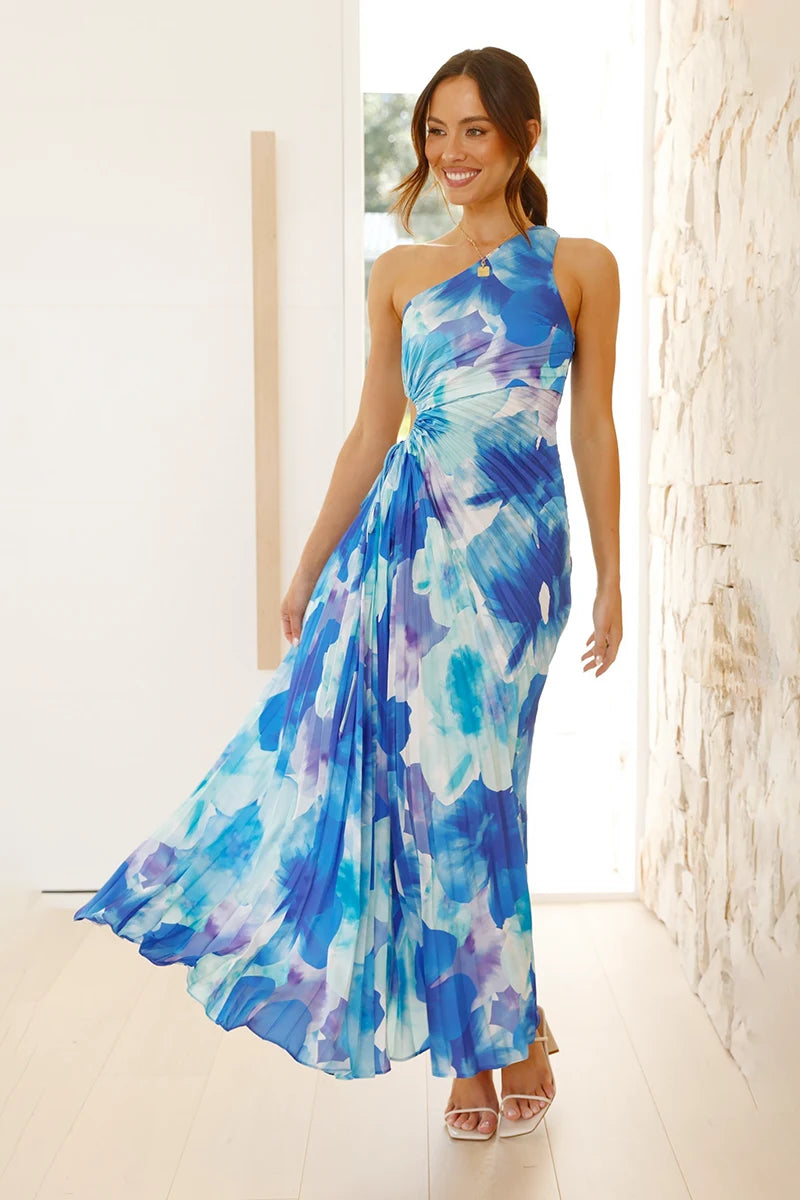 Laken Maxi-jurk - Blauwe bloemen