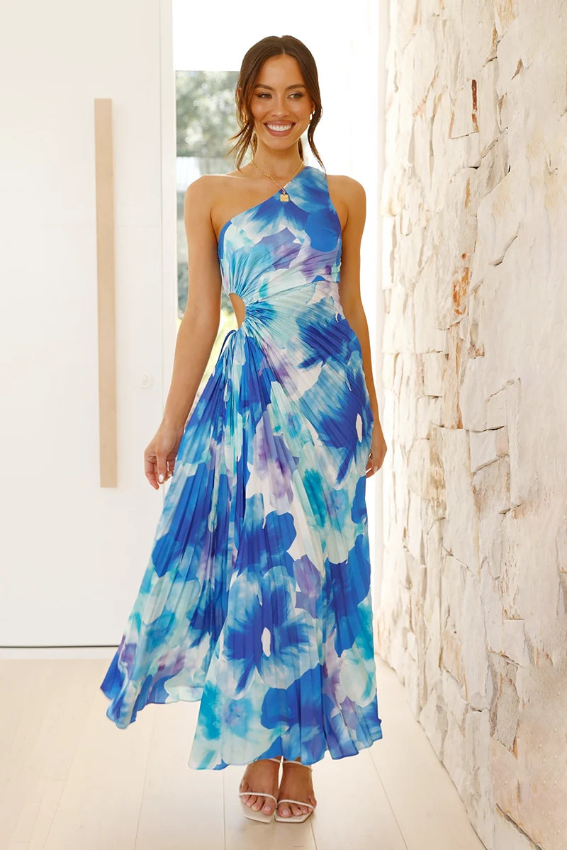 Laken Maxi-jurk - Blauwe bloemen