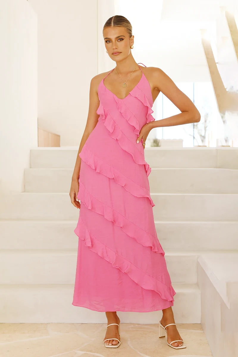 Robe longue Sophia - Rose vif