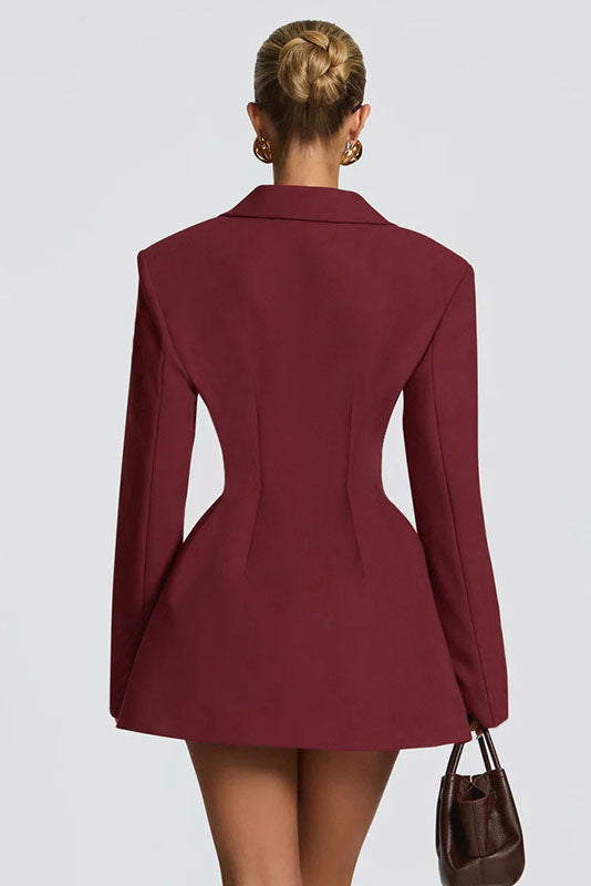 Diep V-hals getailleerde blazer mini-jurk