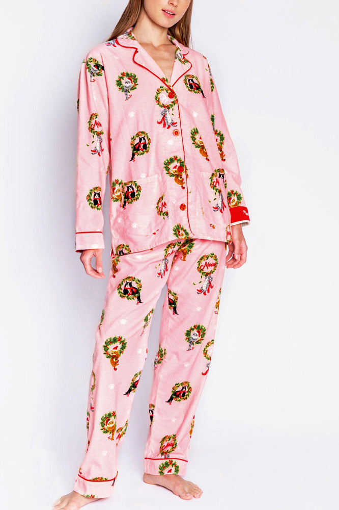 Kitten Wreath Print Pyjama Set