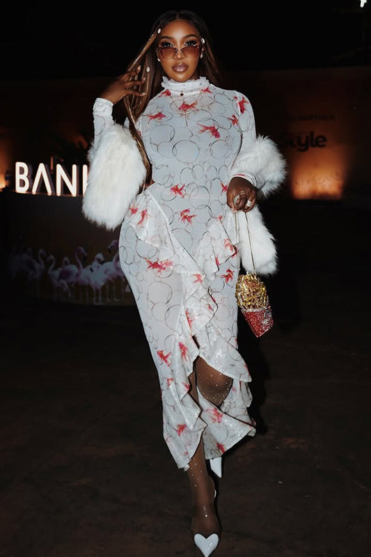 Rochie maxi transparentă cu drapaj regina gotică