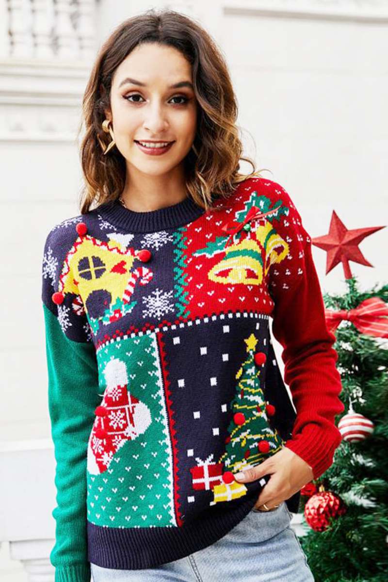 Snowflake Juletræ Pullover Strik sweater