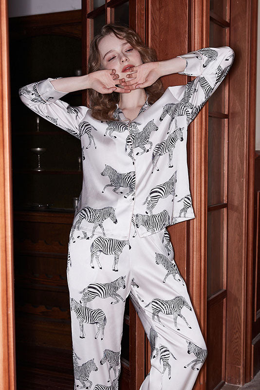 Bläckfisktryck Långärmad Pyjamas Loungewear Set