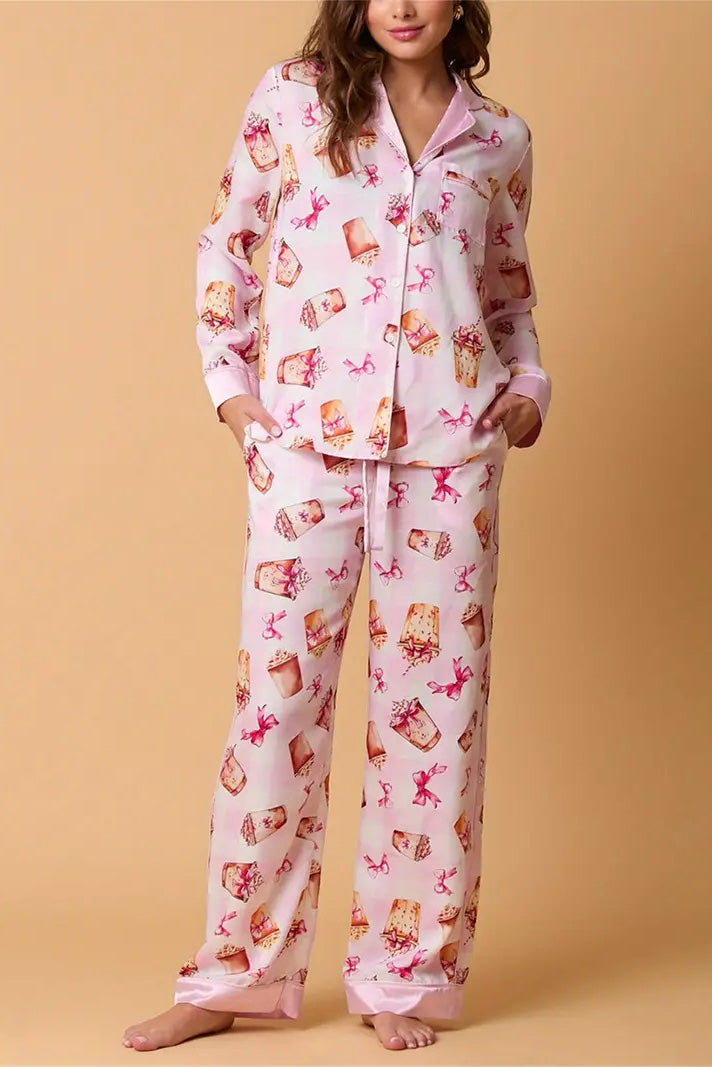 Conjunto de Pijamas con Estampado de Rayas Festivas de Navidad