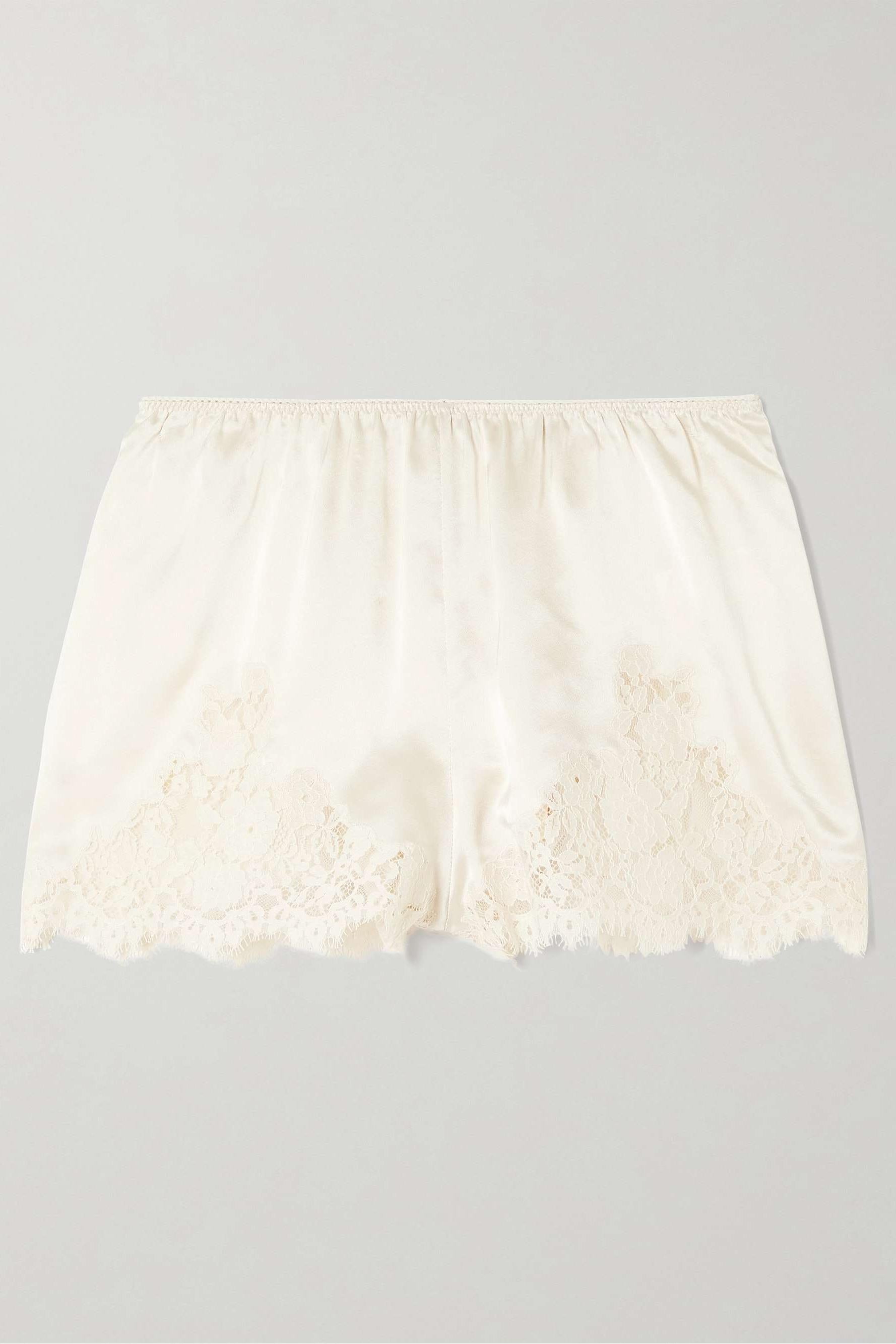 Lolita Lace-Trimmed Silk-Satin Shorts