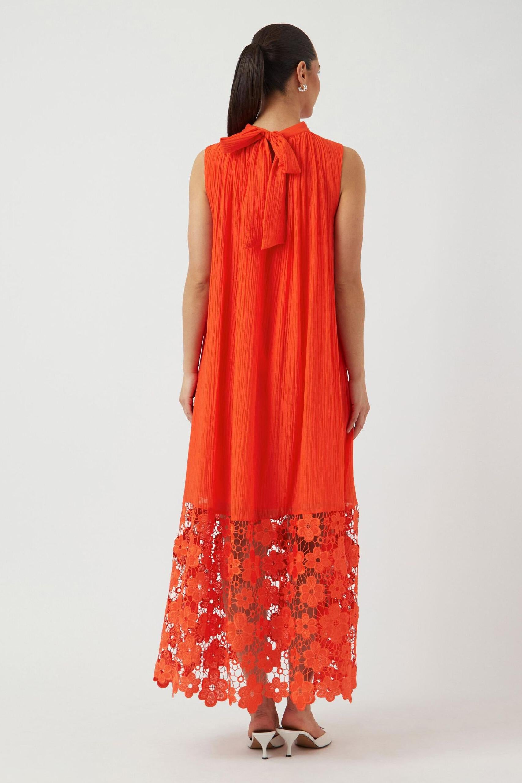Cherrytomato Bow Embroidered Hem Midi Dress