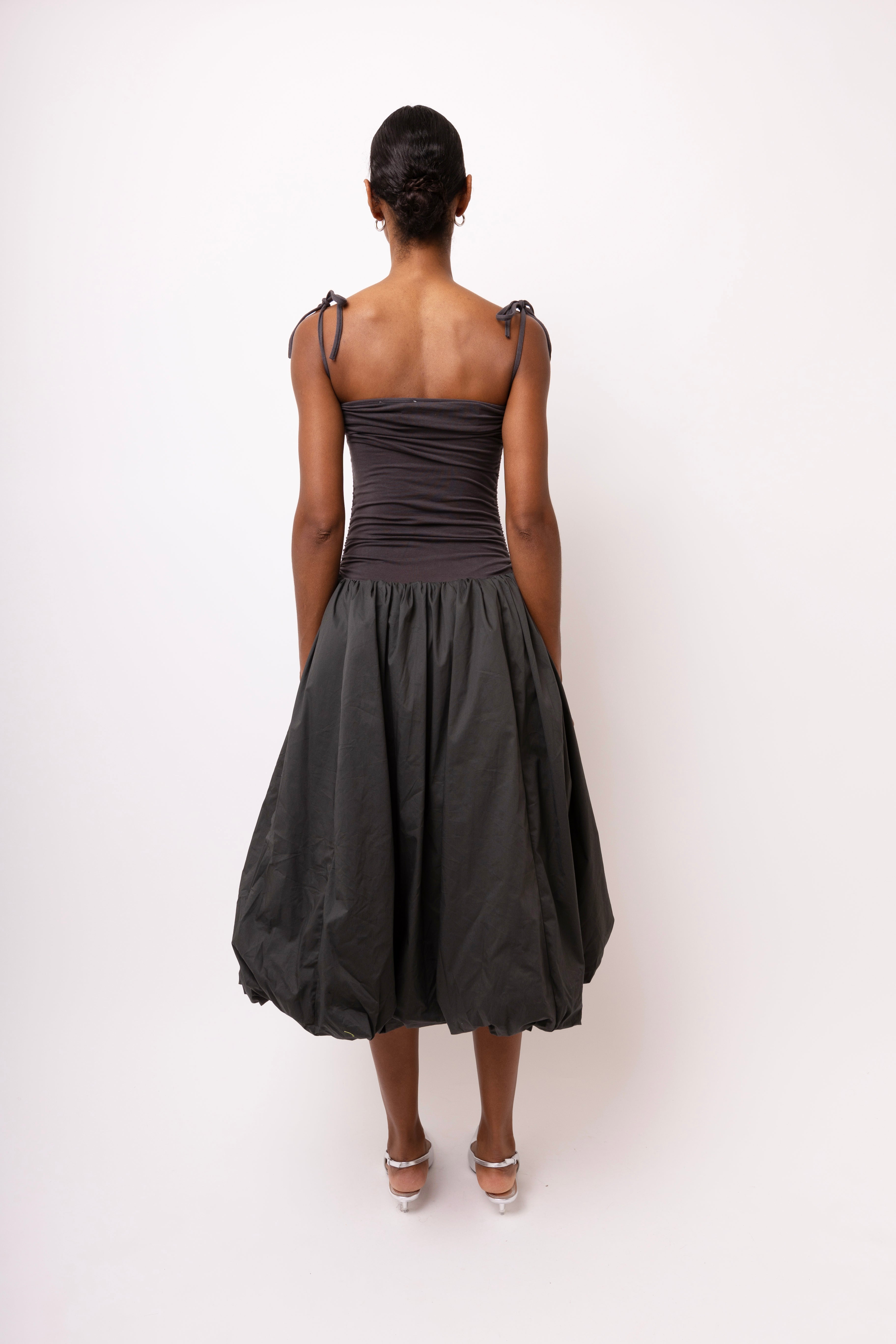 Allen Dark Grey Fluffy Midi Dresses