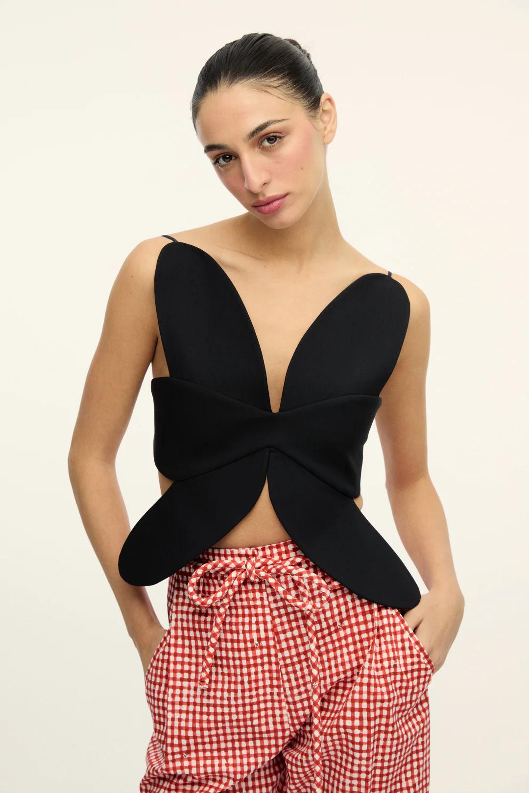 Floral Shape Cutout Top & Pleated Cotton-Poplin Midi Skirt
