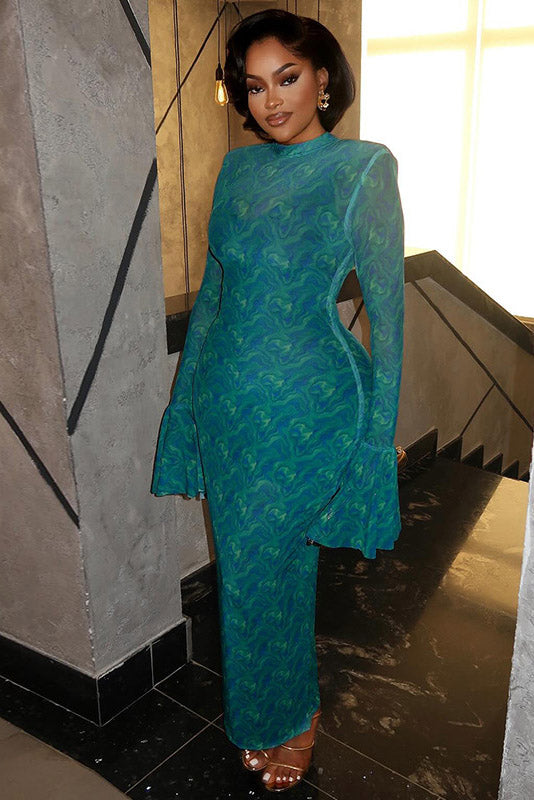 Vestido Maxi Assimétrico com Cauda Bronze Líquido