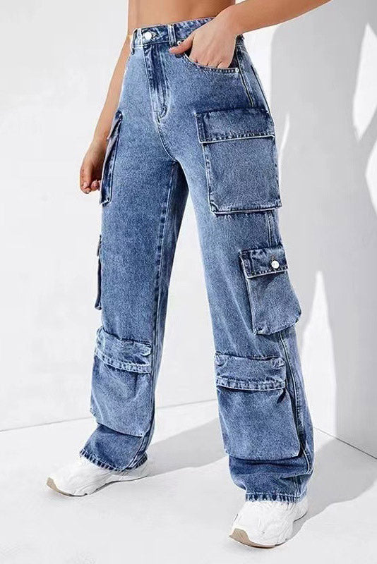 Denim Cargo med hög midja