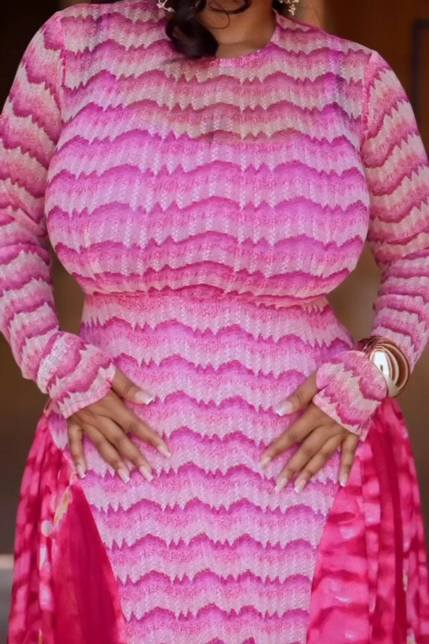 Bold Wave Print Maxi Dress