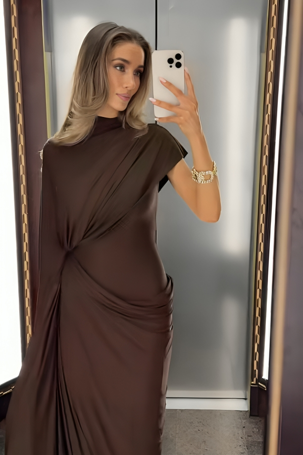 Brownie Cape Maxi Dress