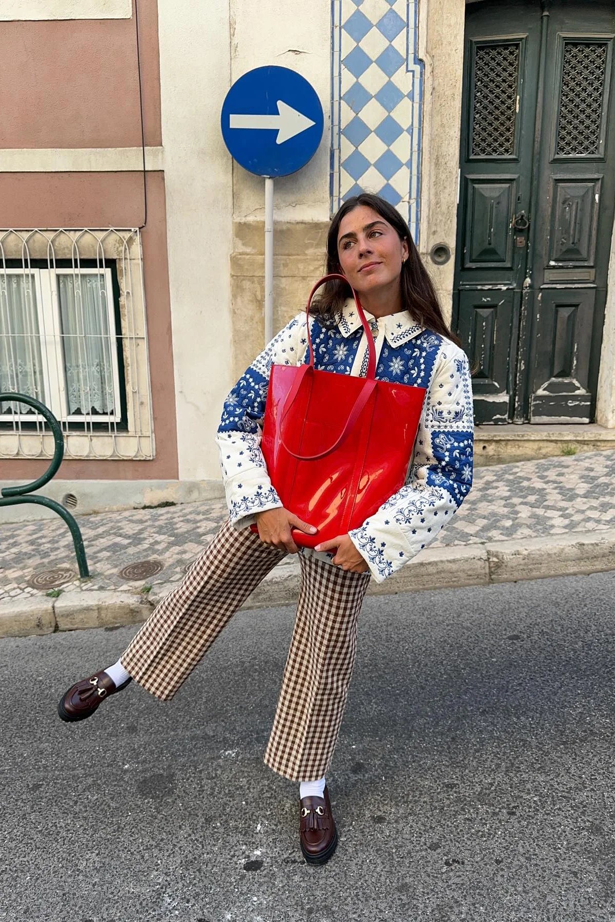 Veste matelassée bandana bleu écru