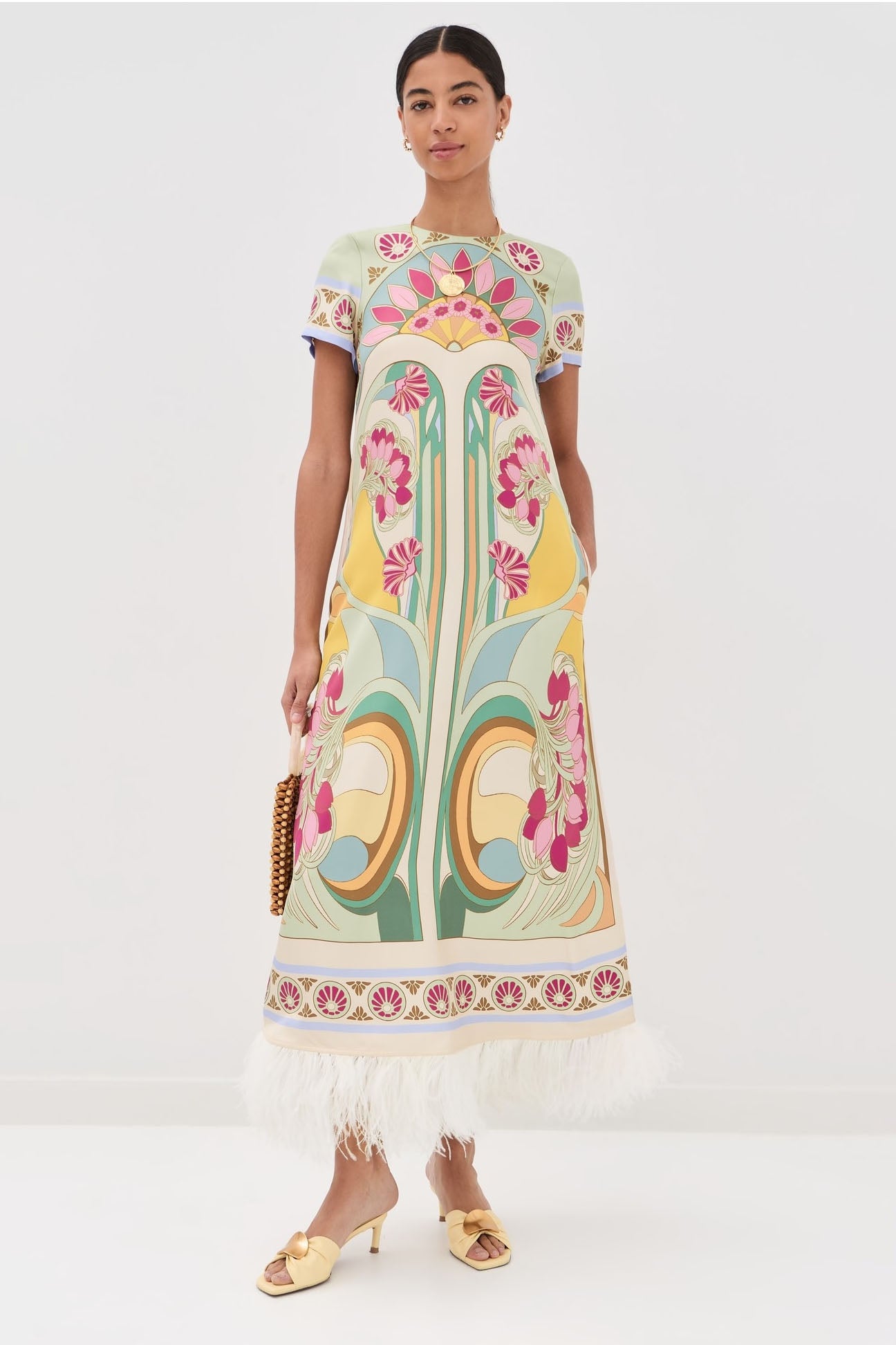 Art Deco midi-jurk met veeraccent