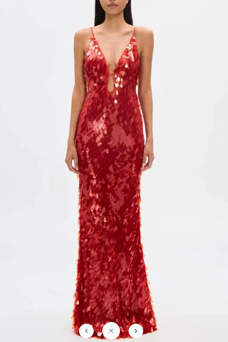 Sequin Spaghetti Strap Maxi Dress