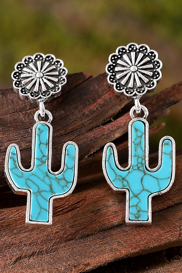 Damme Western Retro Turquoise Kaktusblumm Pendel-Ouerbeliéieren