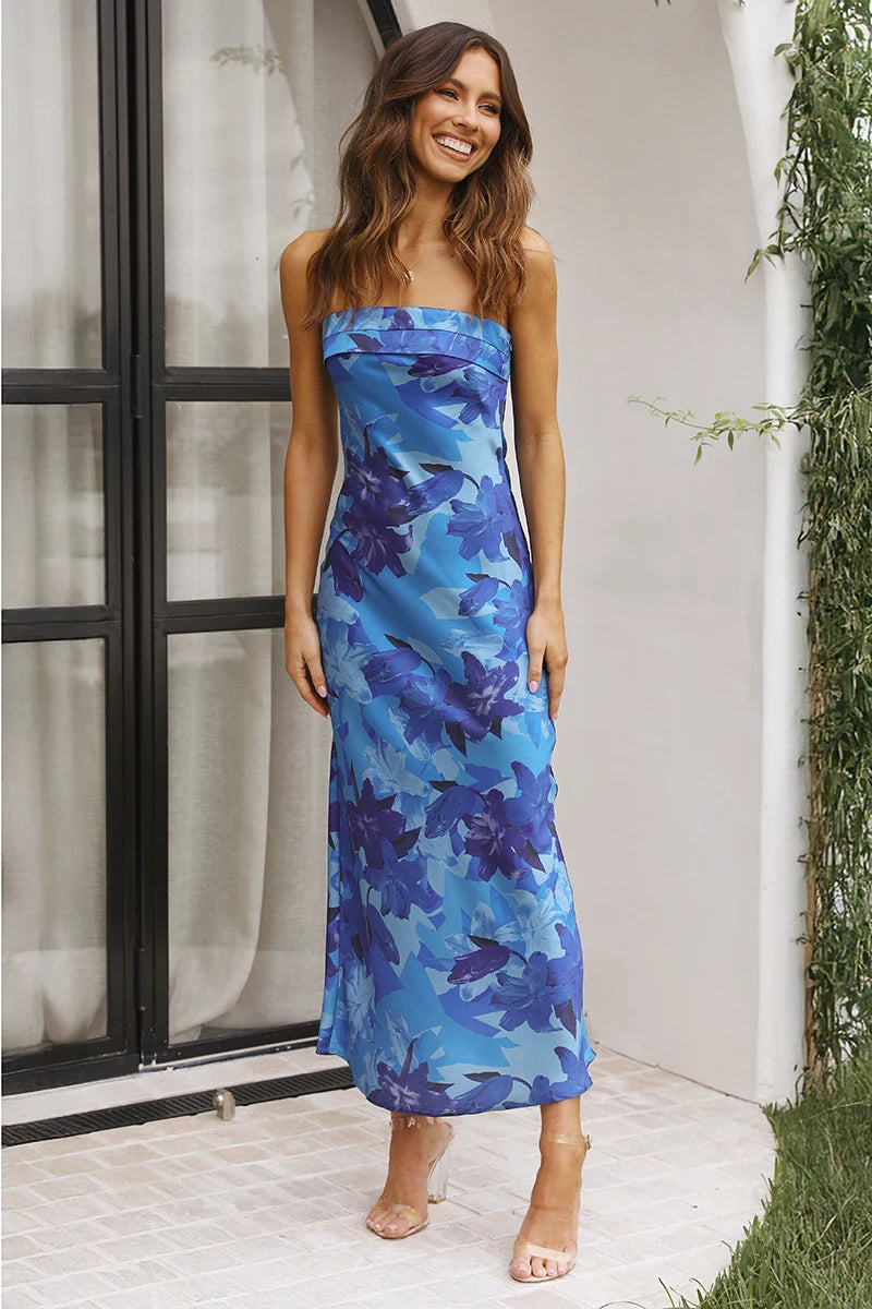 Miya Maxi Dress - Blu Floreale