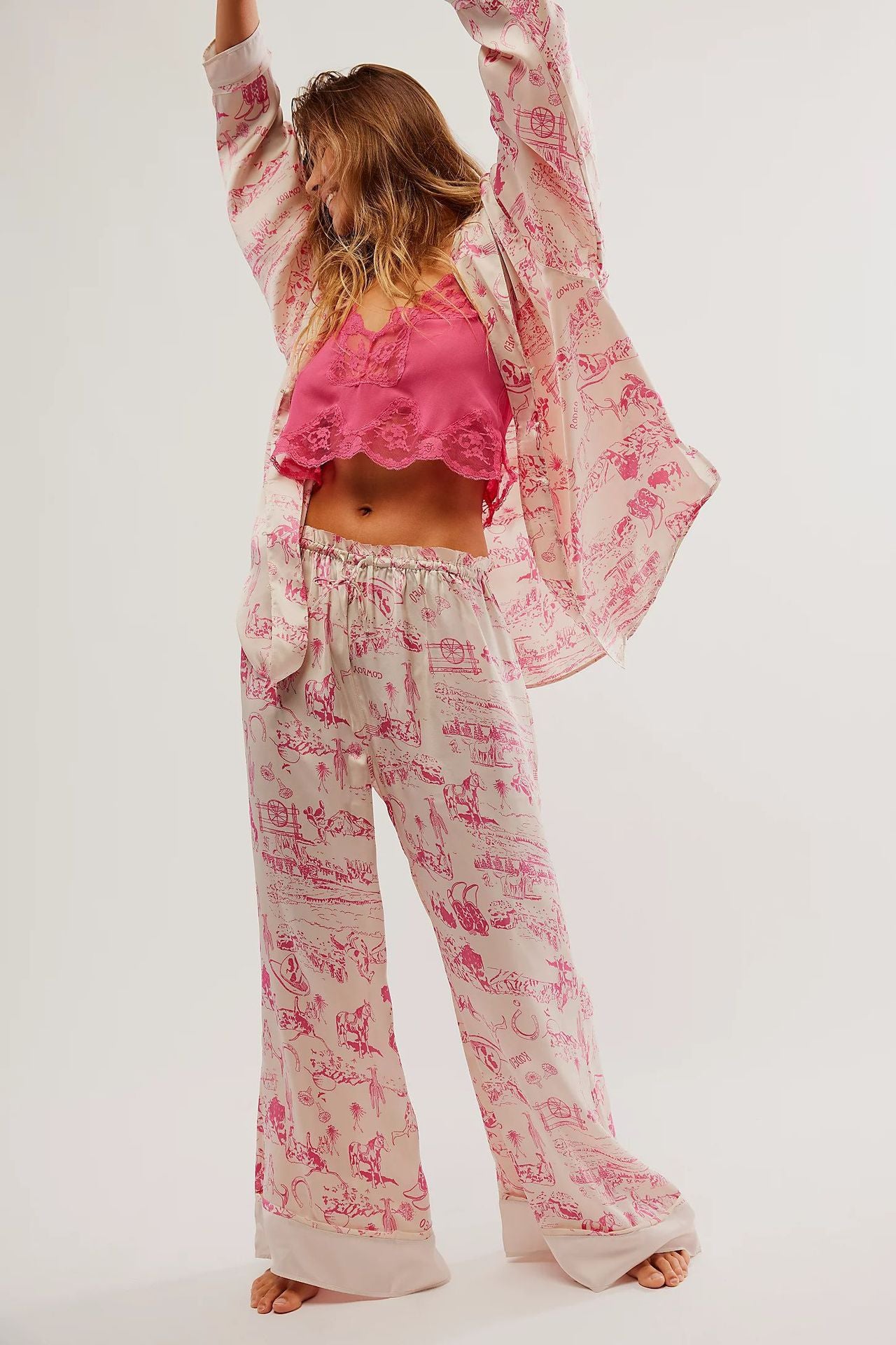 Tea Party Print Bow Tie Pyjama Set