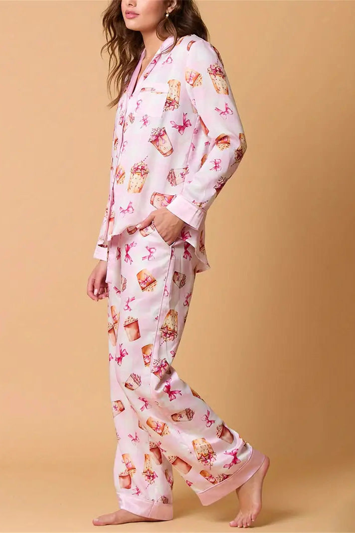 Conjunto de Pijamas con Estampado de Rayas Festivas de Navidad