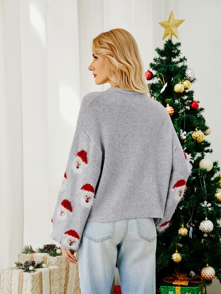 Strickpullover mit Weihnachtsmann-Motiv