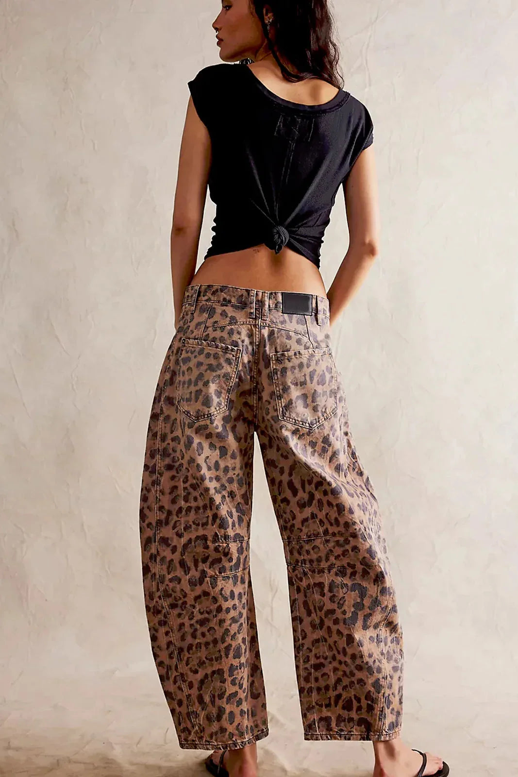 Leopardprint Barrel Jeans