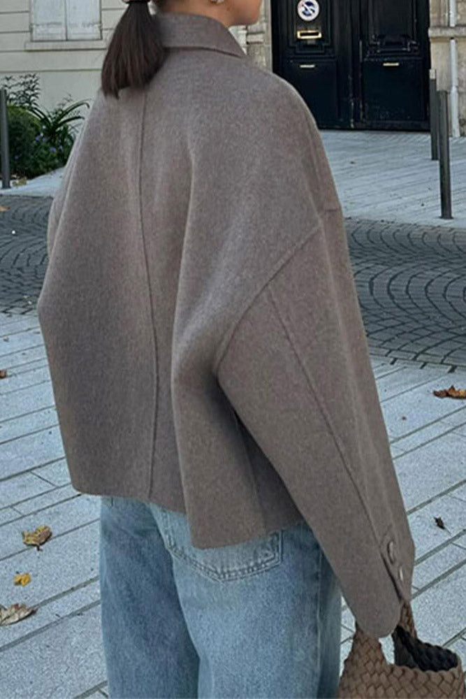 Cardigan de culoare solidă cu rever