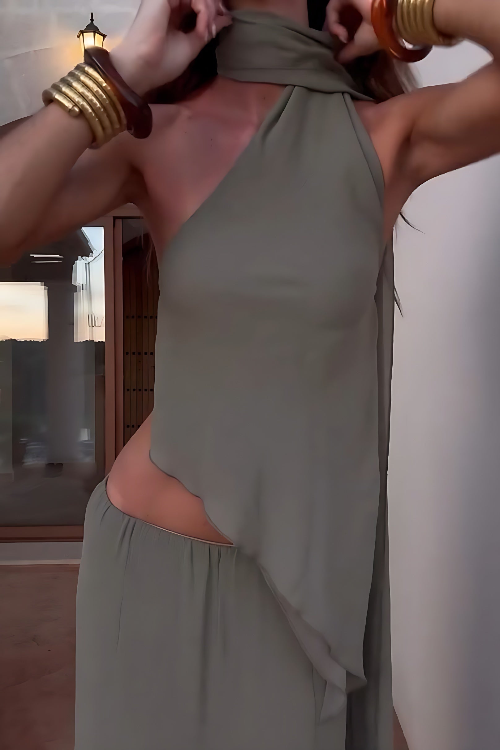 Olive Mirag Draped Ruffle Skirt Set