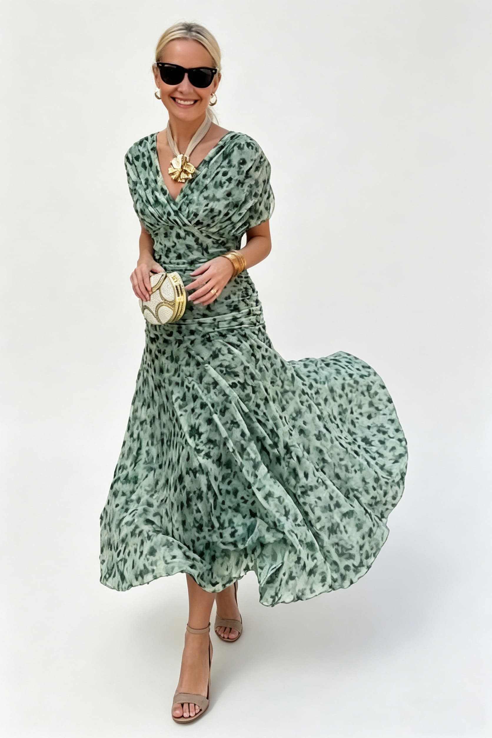 Flowy A-Line Formal Midi Dress