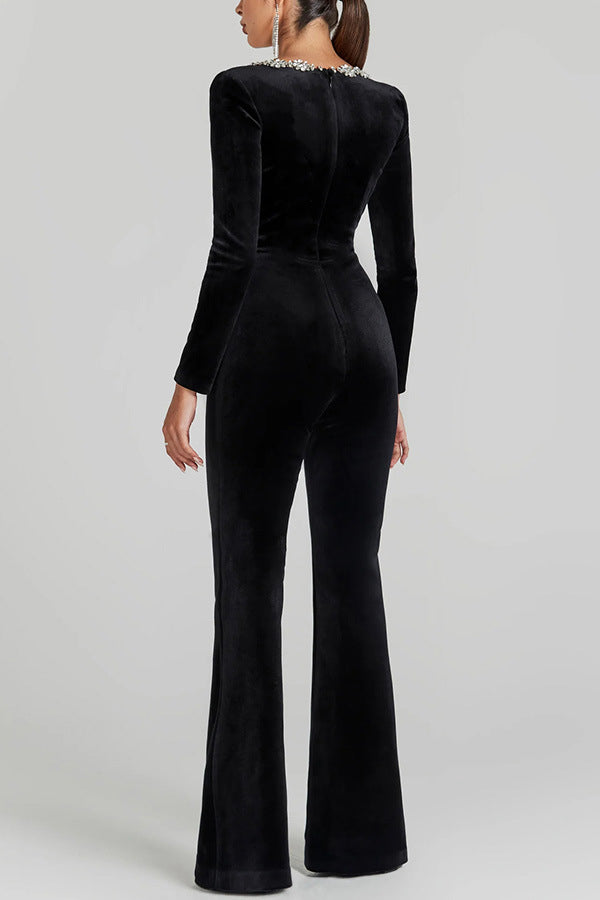 Diamant Velvet Square Neck Jumpsuit