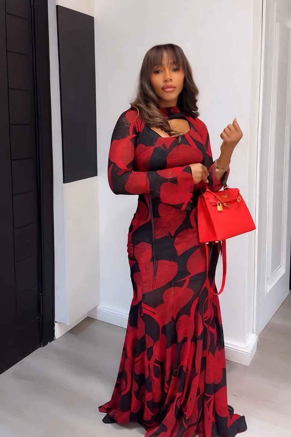 Vibrant Ankara Tie-Neck Fishtail Maxi Dress