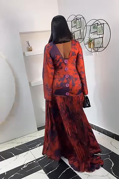 Crimson Tide Pleated Maxi Dress